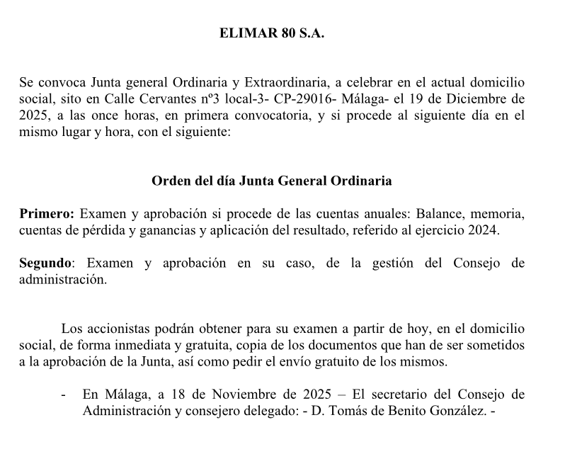 Convocatoria junta ordinaria